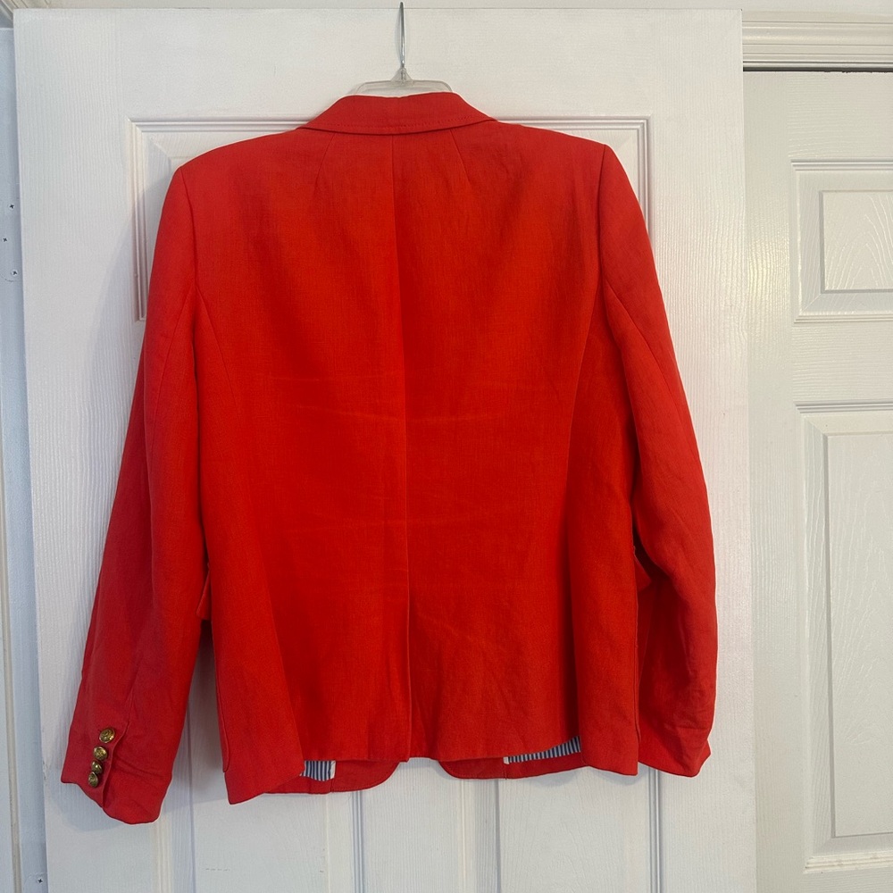 J. Crew Linen Bold Orange Blazer with Gold Buttons - Picture 5 of 6